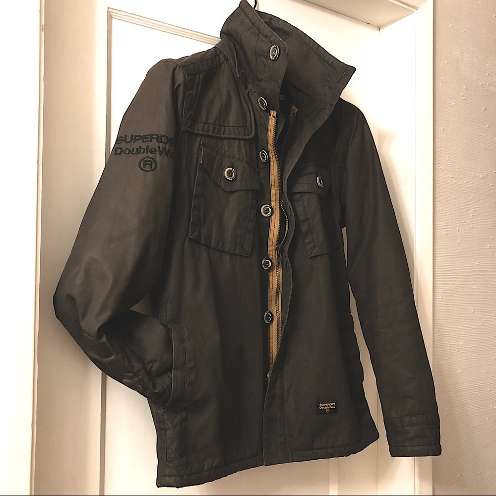 Superdry Winter Coat; Size Small; Hardly worn; charcoal/browny colour